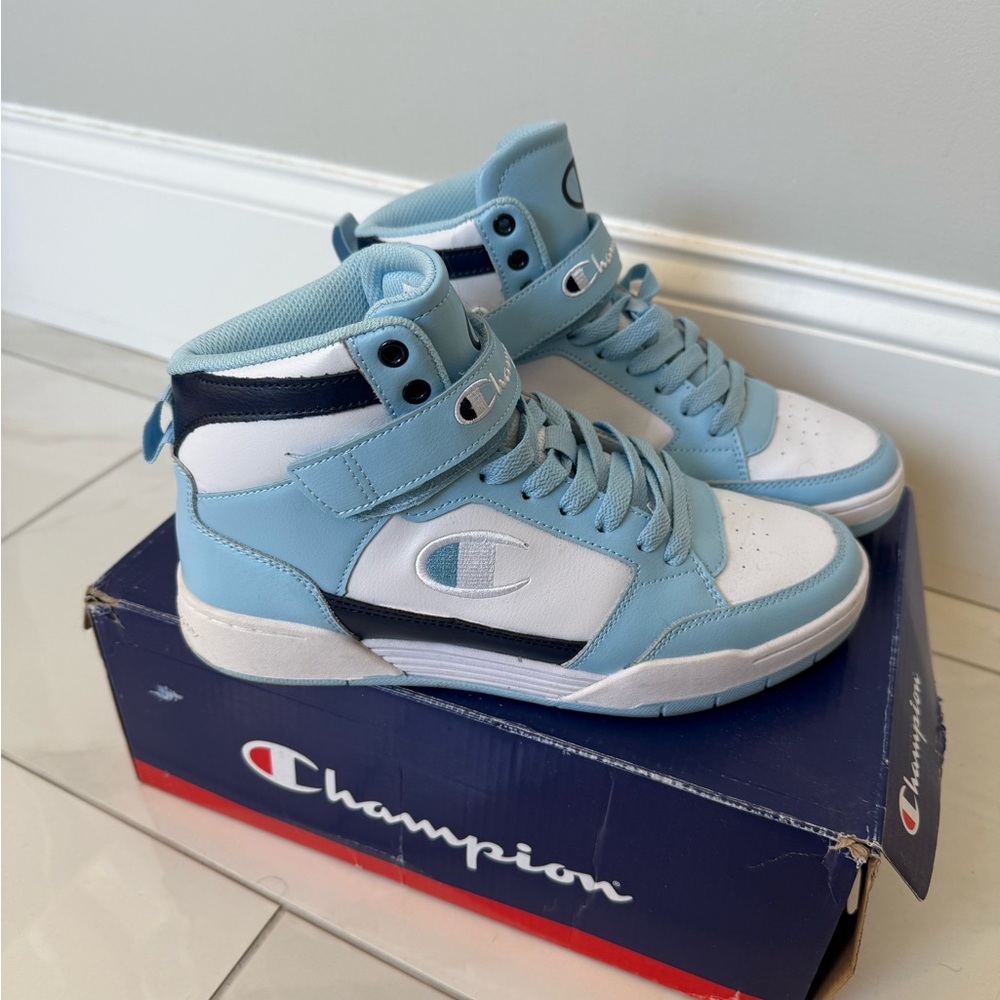 Champion women’s High-Top Sneakers - Light Blue and White